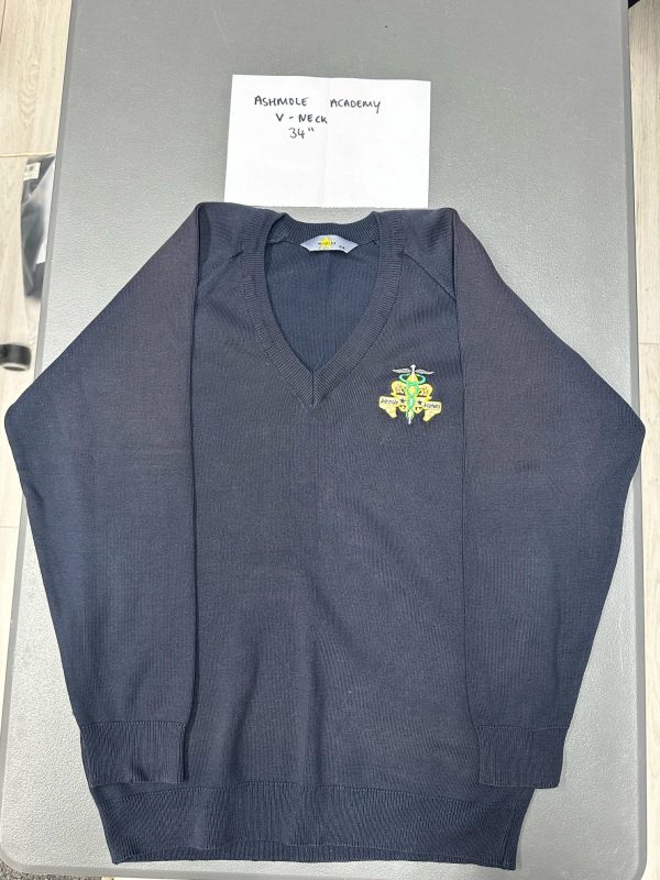 Pre Loved Ashmole Academy V Neck Jumper. Size 34.