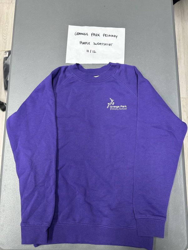 Pre Loved Grange Park Primary Purple Sweatshirt. Age 11-12