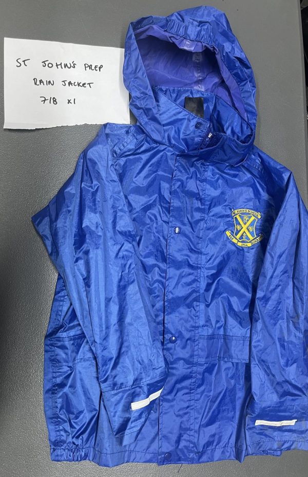 Pre Loved St Johns Prep Rain Jacket. Size 7-8