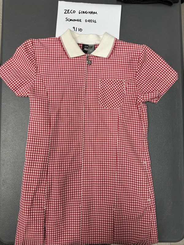 Pre Loved RED Gingham Summer Dress. Size 9-10.